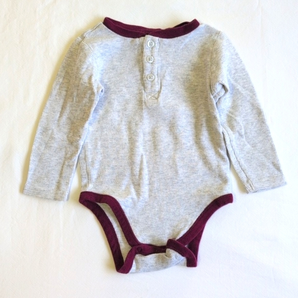 old navy thermal waffle knit henley long sleeve bodysuit 12-18 months baby